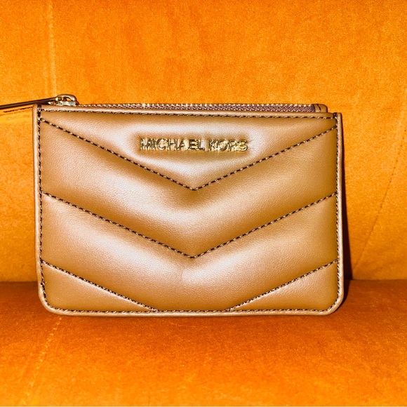 Michael Kors Handbags - Michael Kors Gold-Tone Tan Quilted Wallet